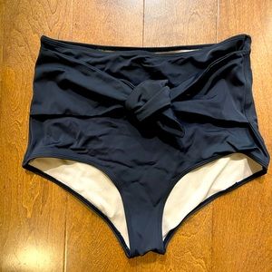 Kortni Jeane black high waisted tie front swim bottoms size large swimsuit